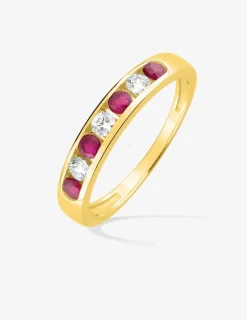 Bague or jaune 375‰, rubis et oxyde de zirconium SO OR