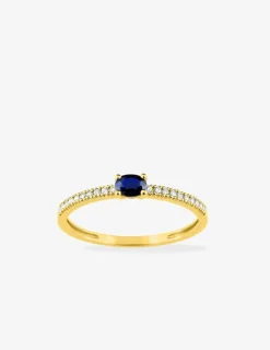 Bague or jaune 375‰, saphir et oxyde de zirconium SO OR