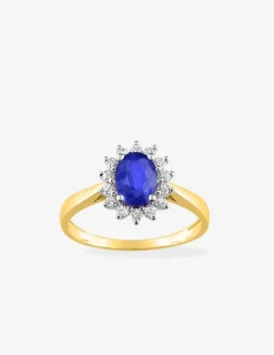 Bague or jaune 375‰, saphir et oxyde de zirconium SO OR