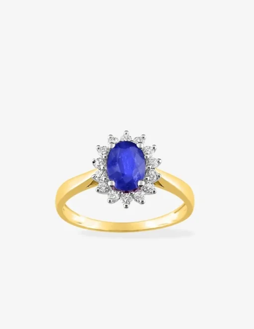 Bague or jaune 375‰, saphir et oxyde de zirconium SO OR