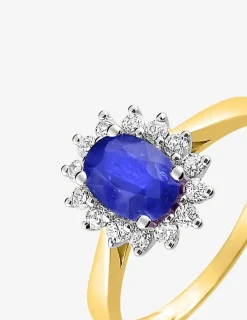 Bague or jaune 375‰, saphir et oxyde de zirconium SO OR