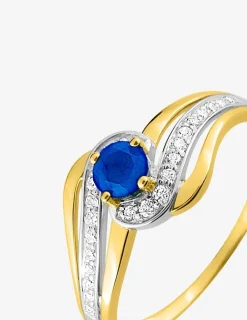 Bague or jaune 375‰, saphir et oxyde de zirconium SO OR