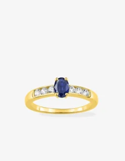 Bague or jaune 375‰, saphir et oxyde de zirconium SO OR