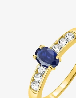 Bague or jaune 375‰, saphir et oxyde de zirconium SO OR