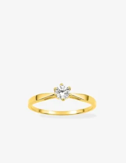Bague or jaune 375‰ style solitaire et oxyde blanc serti griffes SO OR