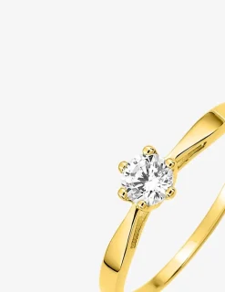 Bague or jaune 375‰ style solitaire et oxyde blanc serti griffes SO OR