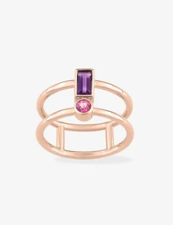 Bague or rose 750 ‰ améthyste tourmaline rose SO OR