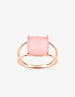 Bague or rose 750 ‰ calcédoine rose SO OR