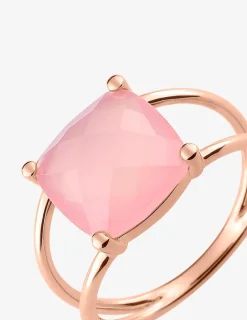 Bague or rose 750 ‰ calcédoine rose SO OR