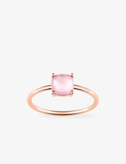 Bague or rose 750 ‰ et calcédoine rose SO OR