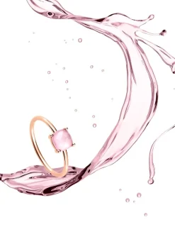 Bague or rose 750 ‰ et calcédoine rose SO OR
