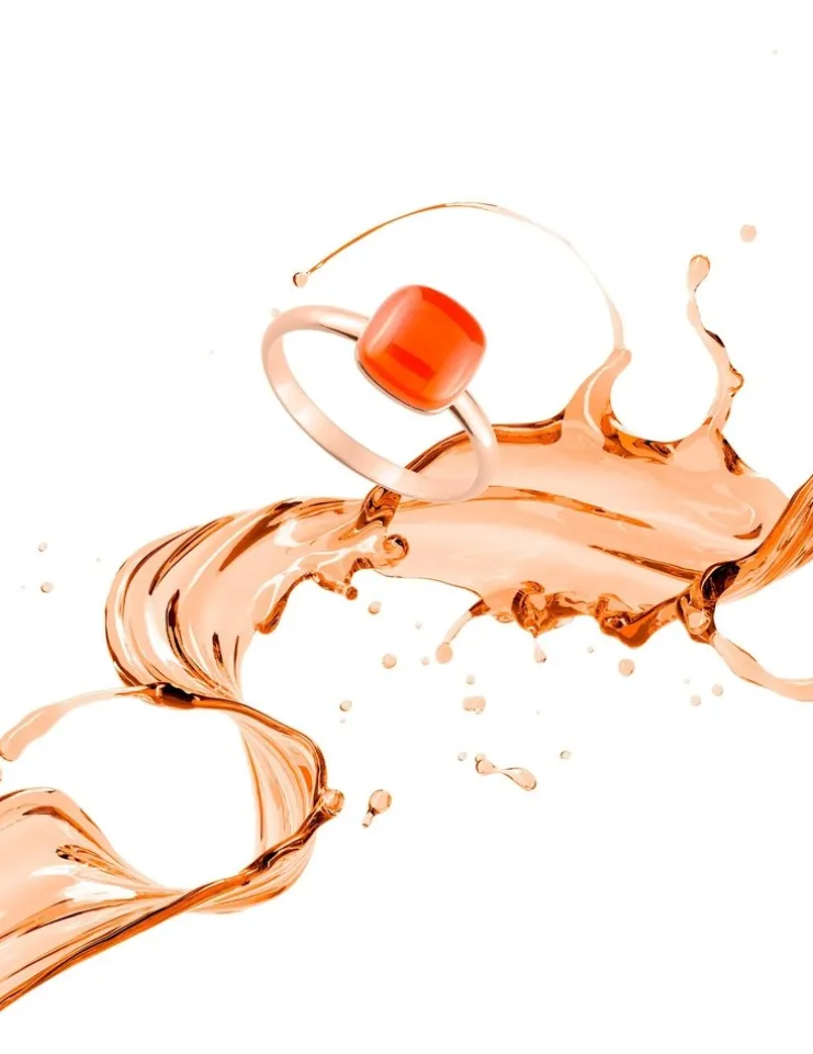 Bague or rose 750 ‰ et cornaline SO OR