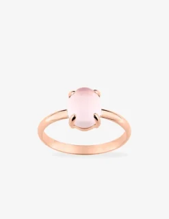 Bague or rose 750 ‰ et quartz rose SO OR