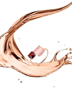 Bague or rose 750 ‰ grenat et calcédoine SO OR