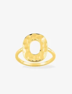 Bague ovale ajouré effet martelé plaqué or SO OR