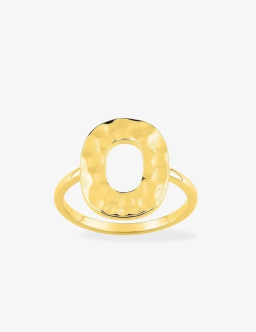 Bague ovale ajouré effet martelé plaqué or SO OR