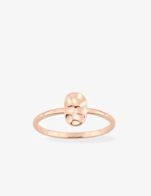Bague ovale effet martelé plaqué or rose SO OR