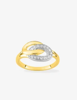 Bague ovales entremêlés plaqué or, rhodium et oxydes de zirconium SO OR