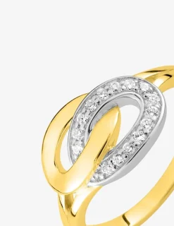 Bague ovales entremêlés plaqué or, rhodium et oxydes de zirconium SO OR