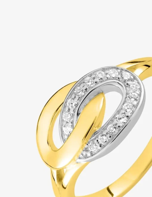 Bague ovales entremêlés plaqué or, rhodium et oxydes de zirconium SO OR