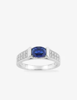 Bague oxyde de zirconium bleu et pavage oxydes blancs argent 925‰ rhodié SO OR