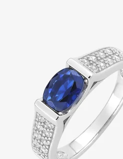 Bague oxyde de zirconium bleu et pavage oxydes blancs argent 925‰ rhodié SO OR