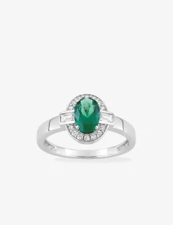 Bague oxyde de zirconium vert accompagné argent 925‰ rhodié SO OR