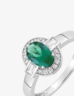 Bague oxyde de zirconium vert accompagné argent 925‰ rhodié SO OR