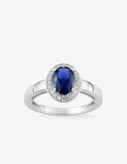 Bague oxyde de zirconium bleu ovale accompagné argent 925‰ rhodié SO OR