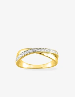 Bague plaqué or et oxydes de zirconium sur rhodium SO OR