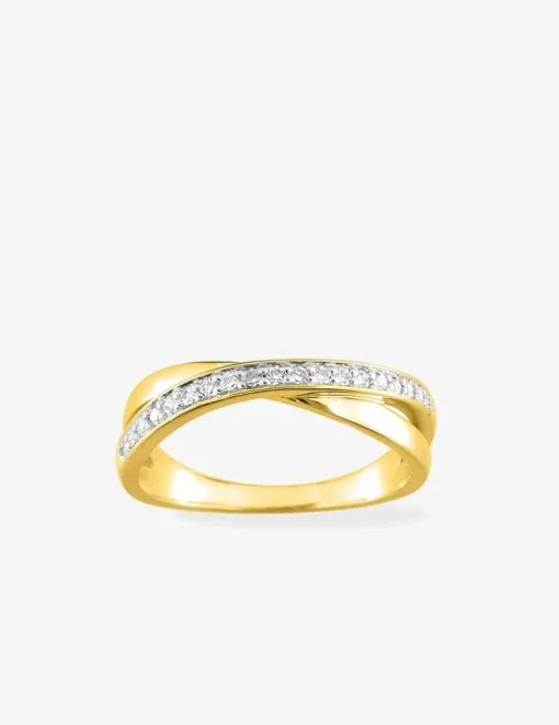 Bague plaqué or et oxydes de zirconium sur rhodium SO OR