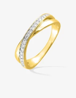 Bague plaqué or et oxydes de zirconium sur rhodium SO OR