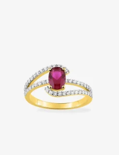 Bague plaqué or oxyde de zirconium rouge et rhodium SO OR