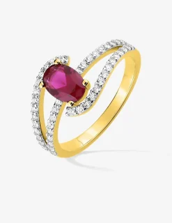 Bague plaqué or oxyde de zirconium rouge et rhodium SO OR