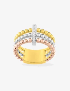 Bague plaquée or avec 3 anneaux et d'Oxydes de zirconium SO OR