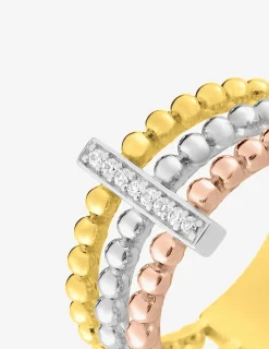 Bague plaquée or avec 3 anneaux et d'Oxydes de zirconium SO OR