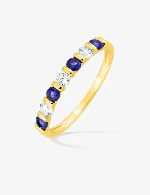 Bague plaquée or avec oxydes de zirconium blancs et bleus SO OR