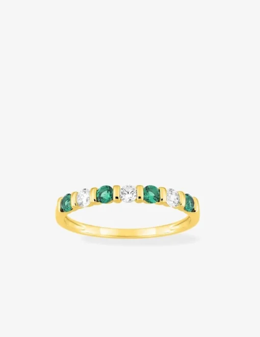 Bague plaquée or avec oxydes de zirconium blancs et verts SO OR