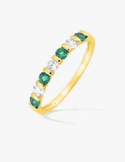 Bague plaquée or avec oxydes de zirconium blancs et verts SO OR