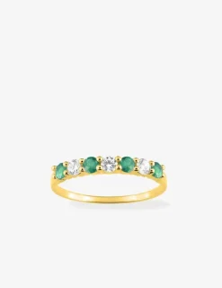 Bague plaquée or et oxydes de zirconium verts et blancs SO OR