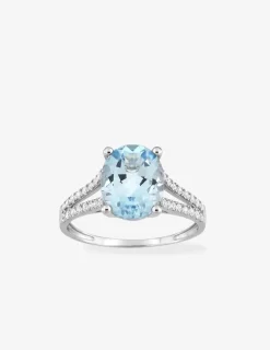 Bague princesse or blanc 375‰, topaze, oxyde de zirconium SO OR