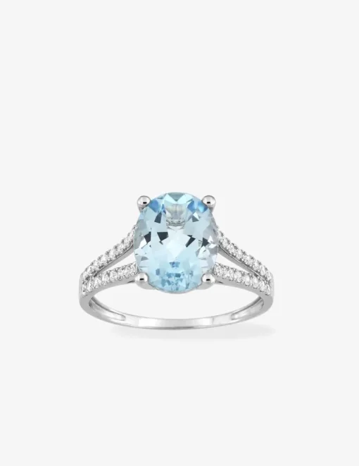 Bague princesse or blanc 375‰, topaze, oxyde de zirconium SO OR