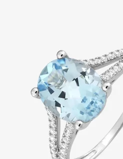 Bague princesse or blanc 375‰, topaze, oxyde de zirconium SO OR