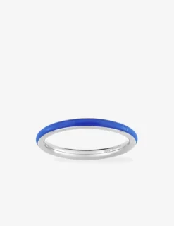 Bague Promesse Or blanc 375‰ et laque bleue SO OR