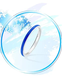 Bague Promesse Or blanc 375‰ et laque bleue SO OR
