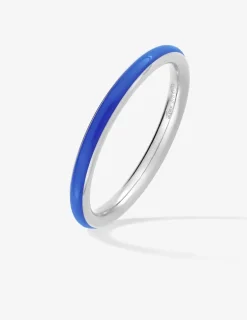 Bague Promesse Or blanc 375‰ et laque bleue SO OR