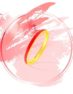 Bague Promesse Or jaune 375‰ et laque corail SO OR