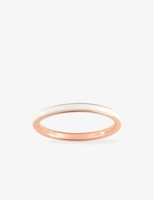 Bague Promesse Or rose 375‰ et laque ivoire SO OR