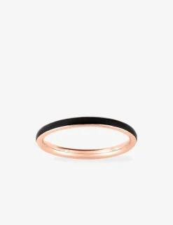 Bague Promesse Or rose 375‰ et laque noir de Jais SO OR