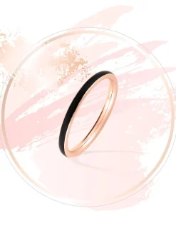 Bague Promesse Or rose 375‰ et laque noir de Jais SO OR